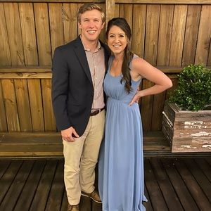 AZAZIE: steel blue bridesmaid dress